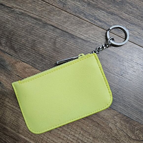Marc Jacobs Leather Wallet Change Coin Purse Lime Green Zip Closure Compact